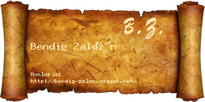 Bendig Zalán névjegykártya